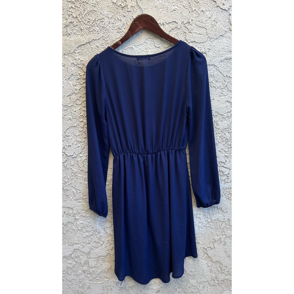 Everly Navy Blue Long Sleeve Hi-Low Dress Sz Small